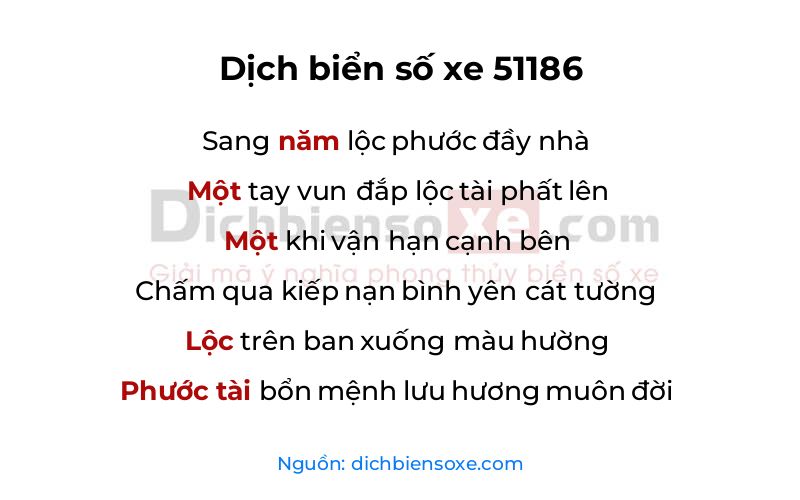 Dịch thơ biển số 51186