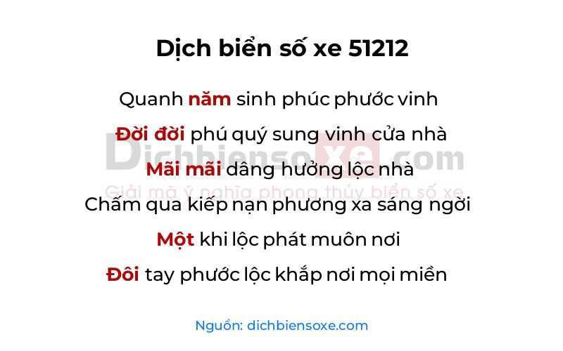 Dịch thơ biển số 51212