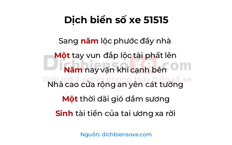 Dịch thơ biển số 51515