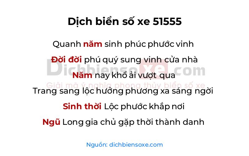 Dịch thơ biển số 51555