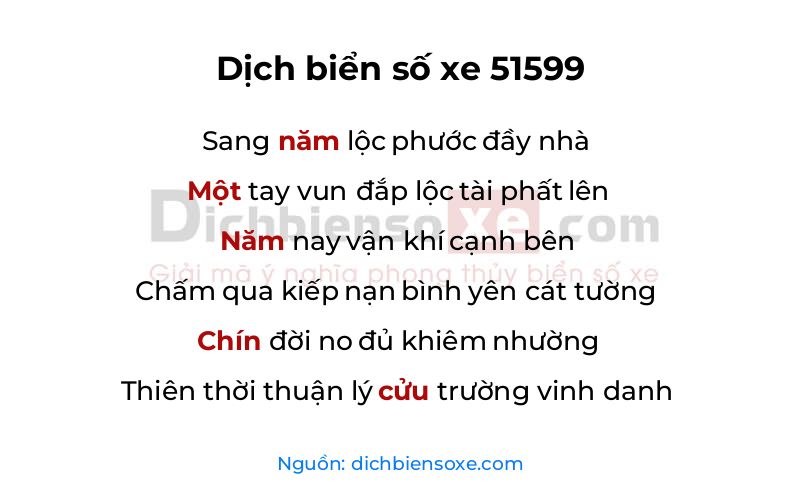 Dịch thơ biển số 51599