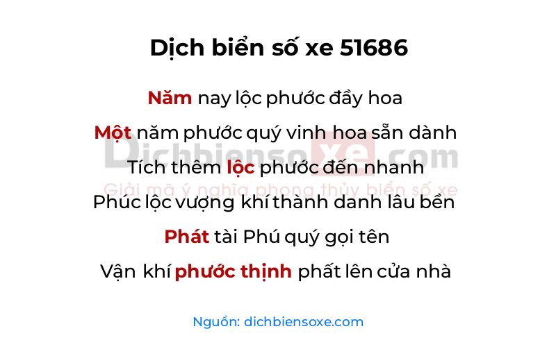 Dịch thơ biển số 51686