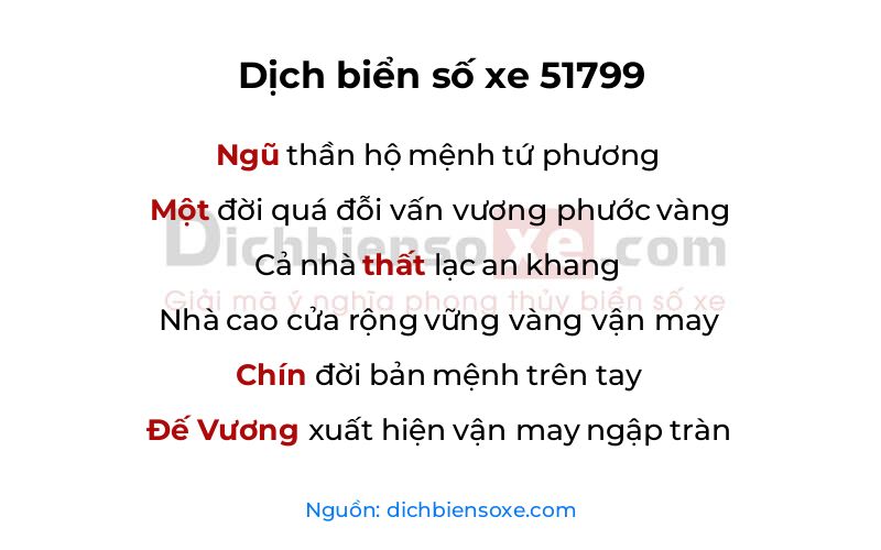 Dịch thơ biển số 51799