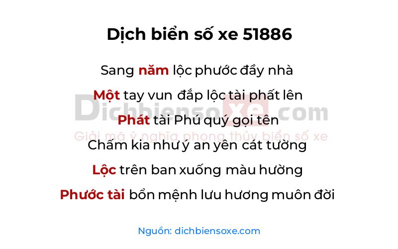 Dịch thơ biển số 51886