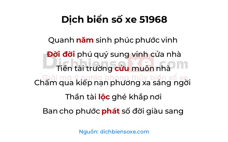 Dịch thơ biển số 51968