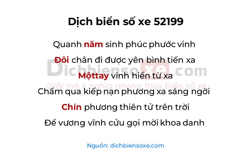 Dịch thơ biển số 52199