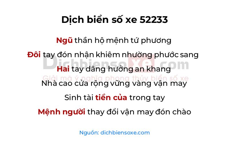 Dịch thơ biển số 52233