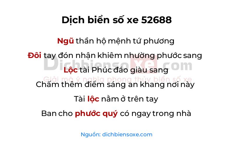 Dịch thơ biển số 52688