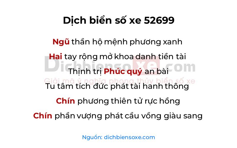 Dịch thơ biển số 52699