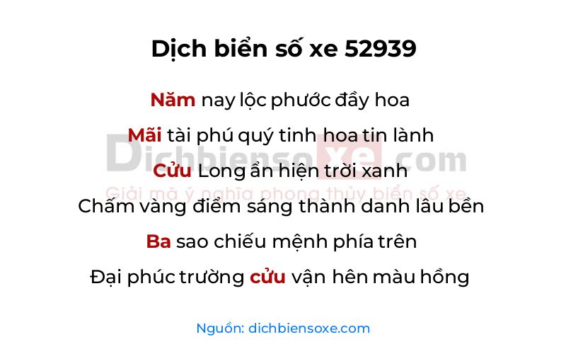 Dịch thơ biển số 52939