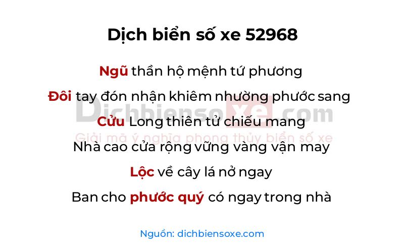 Dịch thơ biển số 52968