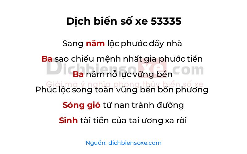 Dịch thơ biển số 53335