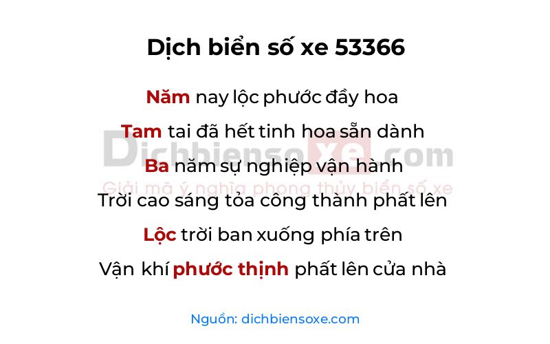 Dịch thơ biển số 53366