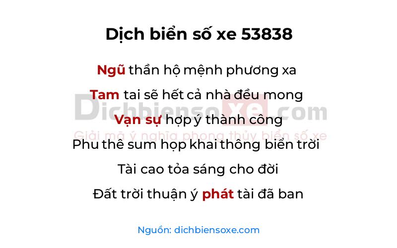 Dịch thơ biển số 53838