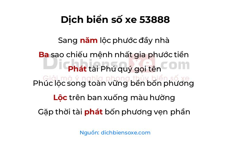 Dịch thơ biển số 53888