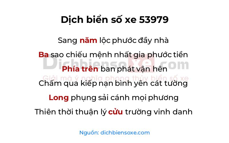 Dịch thơ biển số 53979