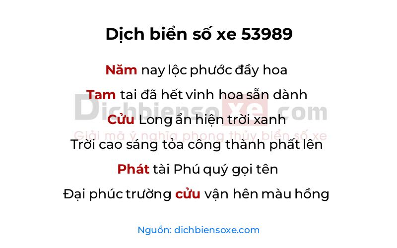 Dịch thơ biển số 53989
