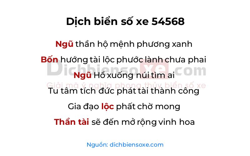 Dịch thơ biển số 54568