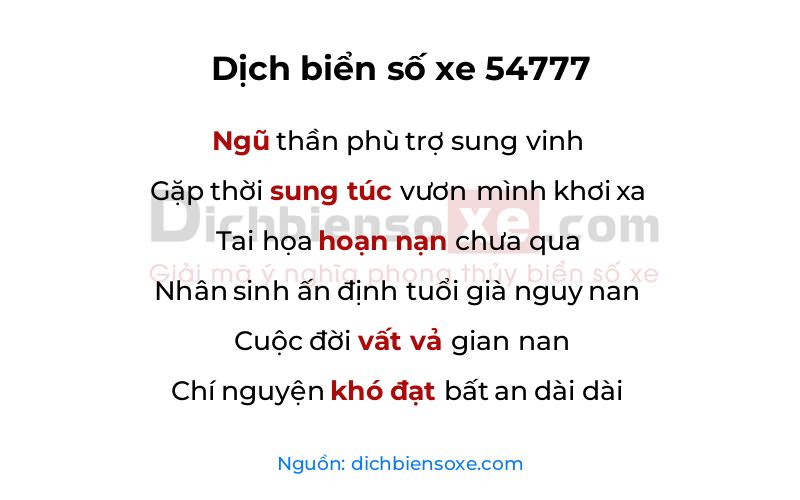 Dịch thơ biển số 54777