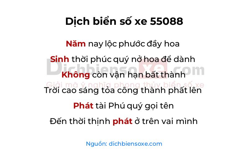 Dịch thơ biển số 55088
