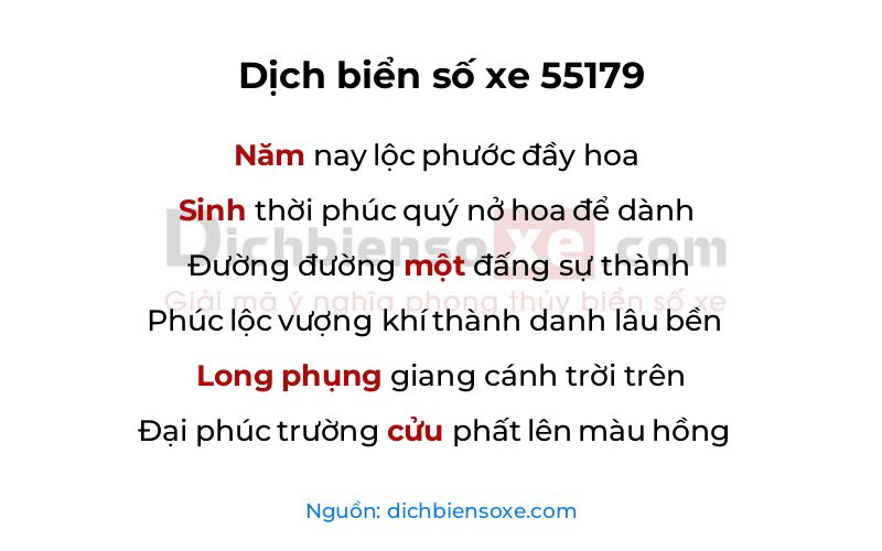 Dịch thơ biển số 55179