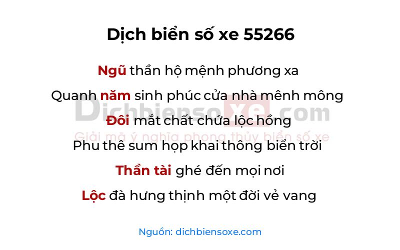 Dịch thơ biển số 55266