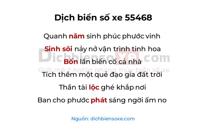 Dịch thơ biển số 55468