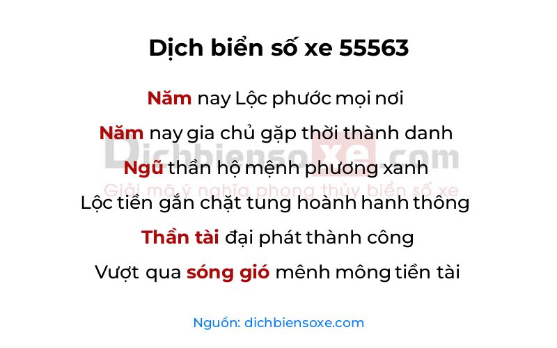 Dịch thơ biển số 55563