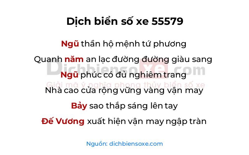 Dịch thơ biển số 55579