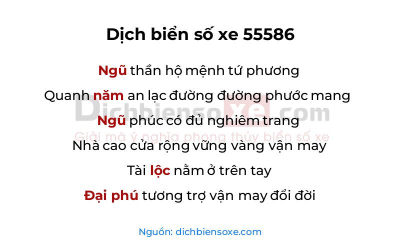 Dịch thơ biển số 55586