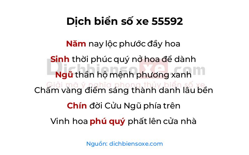 Dịch thơ biển số 55592