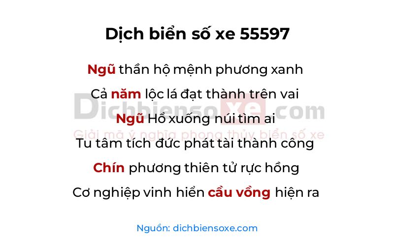 Dịch thơ biển số 55597