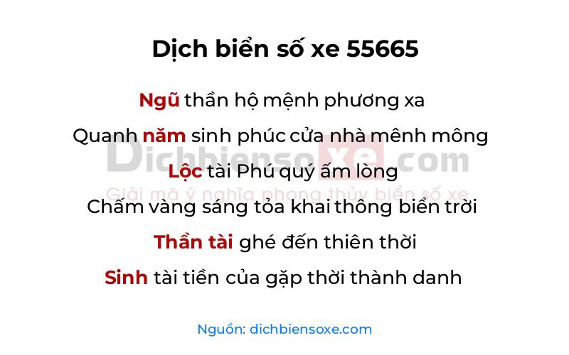 Dịch thơ biển số 55665