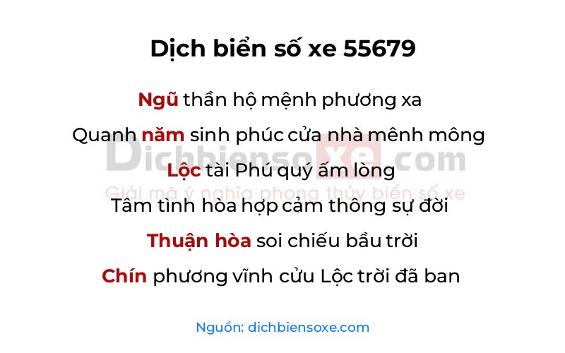 Dịch thơ biển số 55679