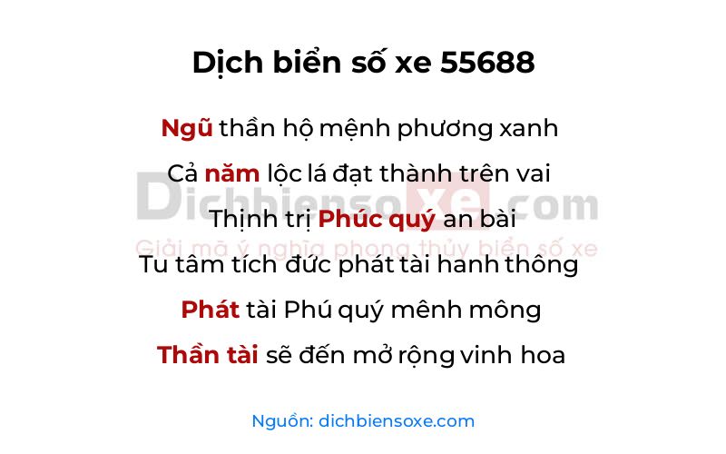 Dịch thơ biển số 55688