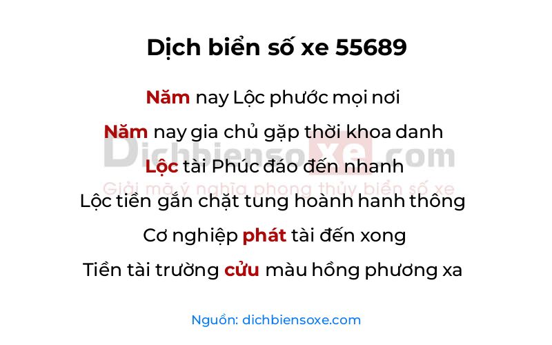 Dịch thơ biển số 55689