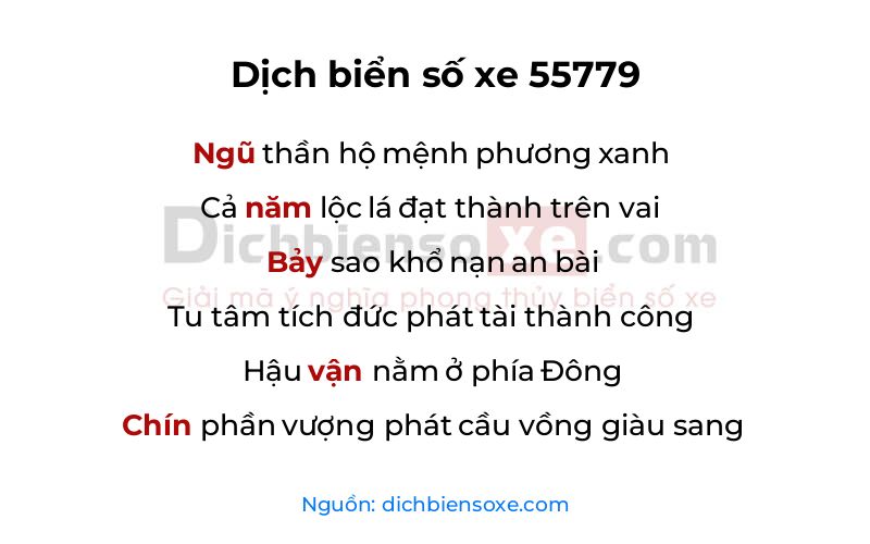 Dịch thơ biển số 55779