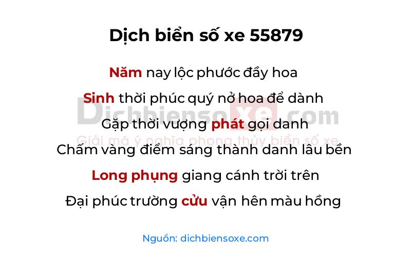 Dịch thơ biển số 55879