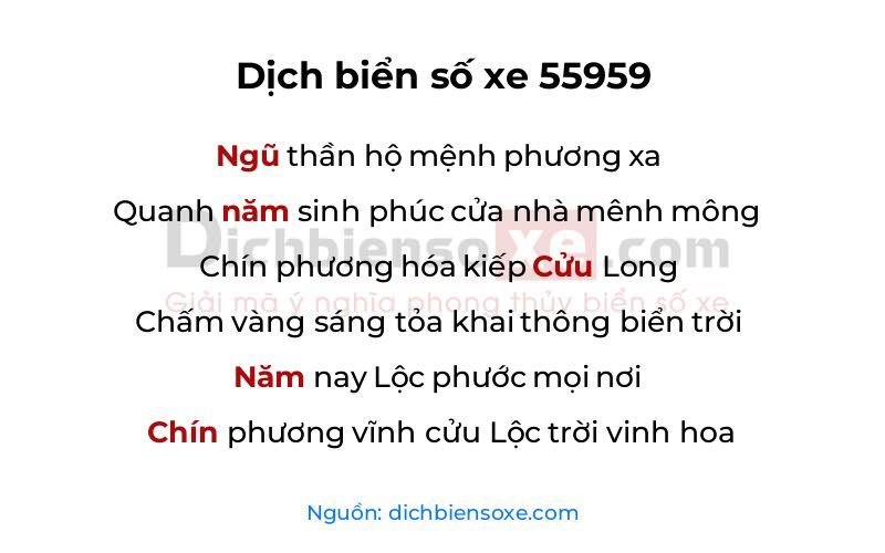 Dịch thơ biển số 55959