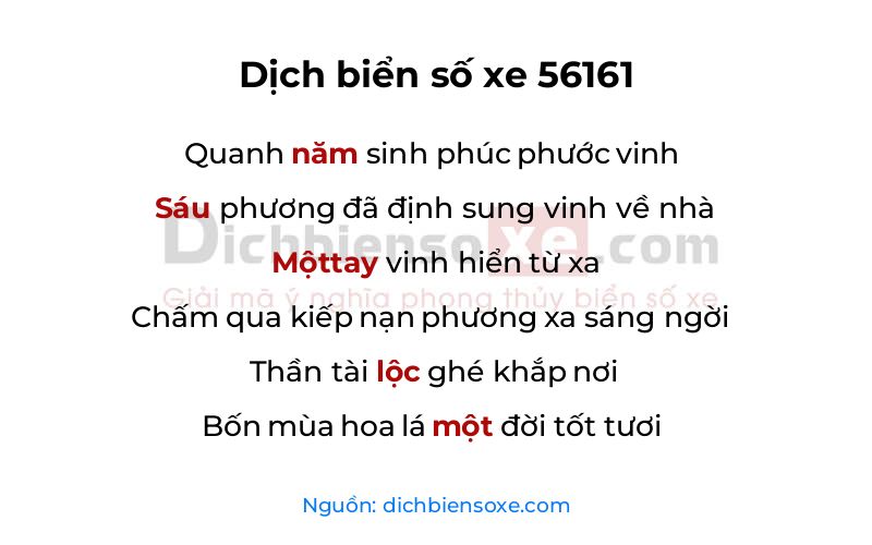 Dịch thơ biển số 56161