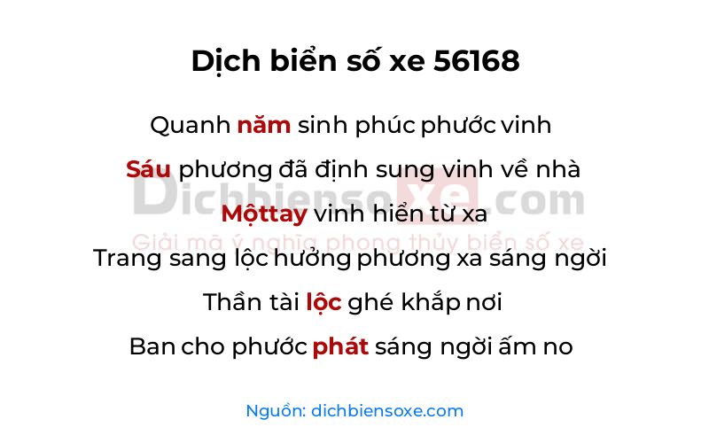 Dịch thơ biển số 56168
