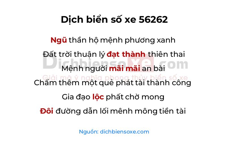 Dịch thơ biển số 56262