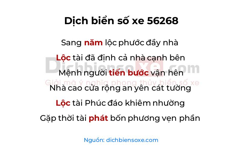 Dịch thơ biển số 56268