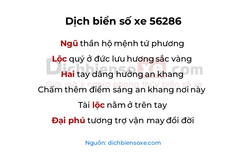 Dịch thơ biển số 56286