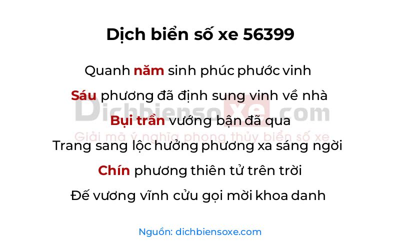 Dịch thơ biển số 56399