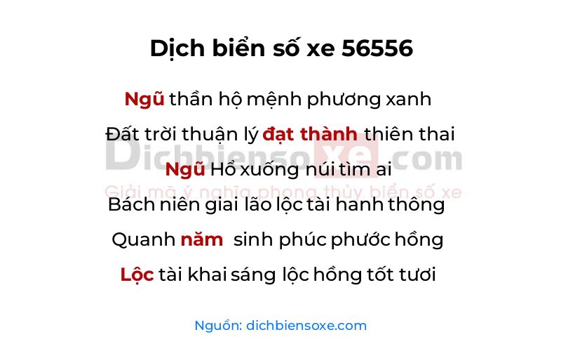 Dịch thơ biển số 56556