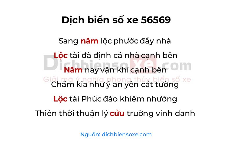 Dịch thơ biển số 56569