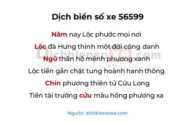 Dịch thơ biển số 56599