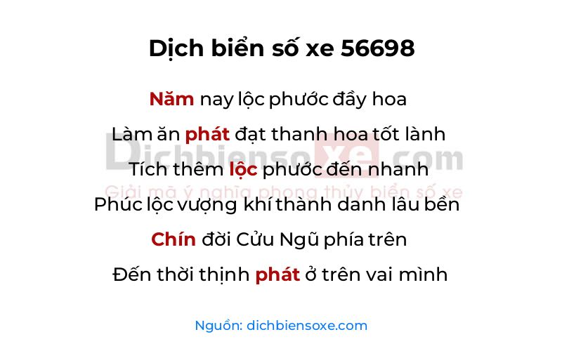 Dịch thơ biển số 56698