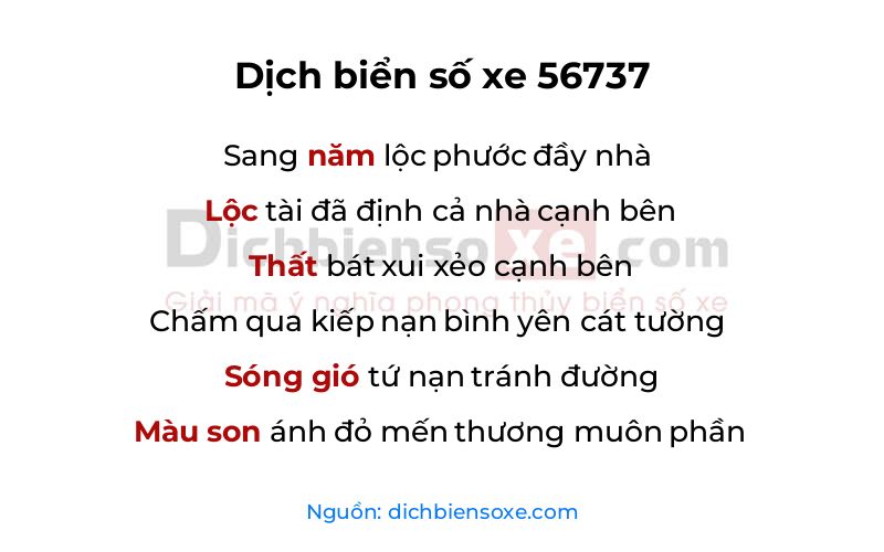 Dịch thơ biển số 56737